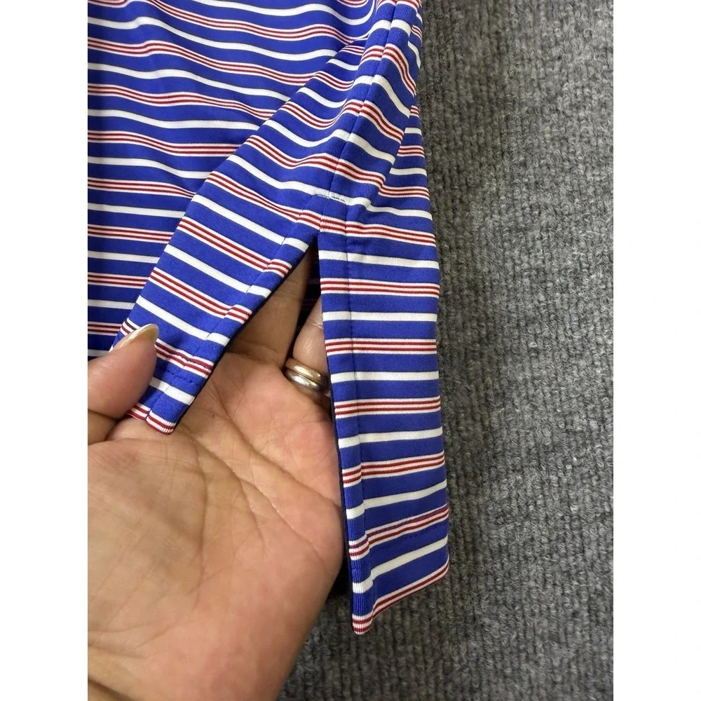 NWT RLX Ralph Lauren Golf Polo Shirt Men Large Blue Red Striped Stretch